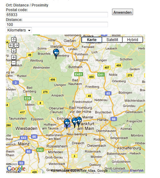 Drupal: Suchergebnisse Location-View mit Ausgabe in GoogleMap